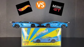Hotwheels vs Mini GT! LBWK Lamborghini Aventador - COMPARISON
