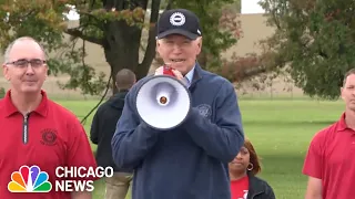 Watch: President Joe Biden joins United Auto Workers picket line in Detroit