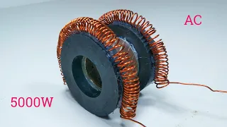 I make 240v Ac 5000W free energy generator from copper coil with two big magnet and transformer