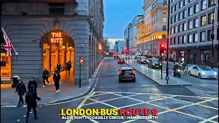 London Bus Adventure from Aldwych to Hammersmith aboard Bus Route 9 - Central to West London 🚌