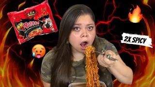 Eating the SPICIEST Noodles Ever!!! (2x SPICY RAMEN NOODLE CHALLENGE)