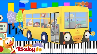 The Wheels on the Bus - BabyTV Slow EASY Medium 4K Piano Tutorial