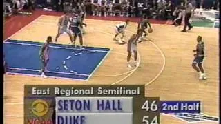 03/26/1992 NCAA East Regional Semifinal:  #4 Seton Hall Pirates vs.  #1 Duke Blue Devils