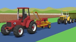 The Tractor Story For Kids - Potaoes Digging | Farm Work - Colorful Farm Vehicles for Kids
