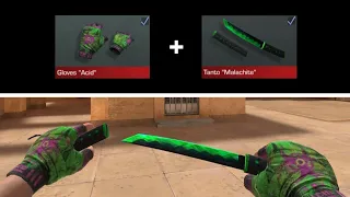 Gameplay Gloves "Acid" and Tanto "Malachite" | Standoff 2