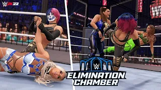 WWE 2K22 Simulation: Women's Elimination Chamber match 2023 Highlights