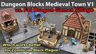 Dungeon Blocks Medieval Town Vol. 1 vs. Fat Dragon Games Village for Zombicide Black Plague