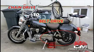 Lifan V16 LF250-D-E Motorcycle Chain-Drive to Belt-Drive Kit Demonstration / Not for Yamaha Virago