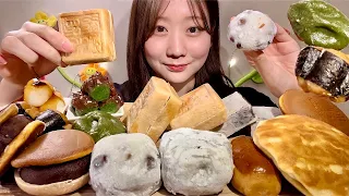 ASMR Wagashi Japanese Desserts Mochi Monaka Dorayaki【Mukbang/ Eating Sounds】【English subtitles】