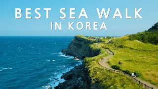 [4K] Walking in the sea on Jeju Island. Songak Mountain Trekking Course| Walking Tour & Travel Guide