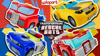 Yolopark Transformers Rescue Bots Friction Cars! Bumblebee, Chase, Optimus Prime, and Heatwave!