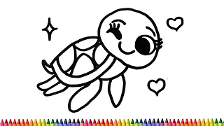 HOW TO DRAW A CUTE TURTLE 😀😀😀