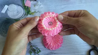 Резинки зефирки канзаши, МК / DIY Scrunchy with Kanzashi flowers