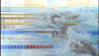 2009 WORLDS NBC M 200 free F (Biedermann, Phelps swimming above side)