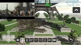 Eiffel Tower falling compared to demolition 3d