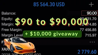 How to grow $90 to $90,000 every week  | + $10,000 giveaway #trading