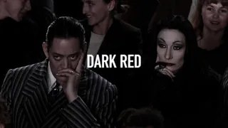 the addams family | morticia + gomez | dark red