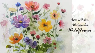 How to Paint Watercolor Wildflowers | Paint with me Watercolor flowers🌷