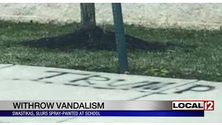 Mayor, alumni, community react after swastikas, slurs spray-painted at Withrow High School