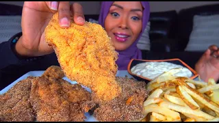 ASMR Fried Catfish Filets & Chips السمك الفيليه المحمر مع البطاطس