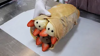 Amazing Size! Giant Fruit Ice Cream Crepe / 초대형 과일 아이스크림 크레페 / Korean Street Food