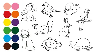 ANIMALES DOMESTICOS aprender a dibujar y colorear para niños - Dibujos para niños con Mozart