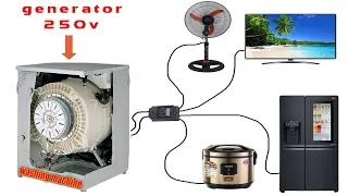 I turn Washing Machine Motor into 220v electric Generator - Strongest in the world