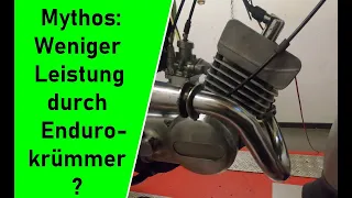 Simson Tuning Mythos weniger Leistung durch den Endurokrümmer Vergleich Prüfstand CO2radtechnik