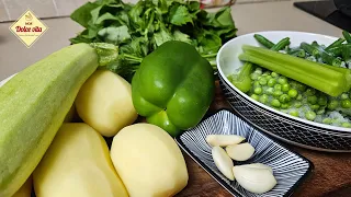 Green Vegetable Soup without meat. Green soup with water in 30 minutes