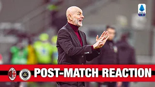 Coach Pioli and Davide Calabria | AC Milan v Spezia post-match reactions