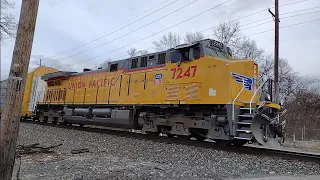 UP 7247 leads Manifest Train w/DPU's on the NS New Castle District