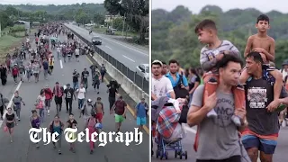 Thousands of migrants from South America move through Mexico in a caravan