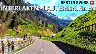 [4K]🇨🇭 Breathtaking Swiss Drive: Interlaken to Lauterbrunnen (relaxing music)