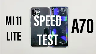 Xiaomi Mi 11 Lite vs Samsung A70 Speed Test