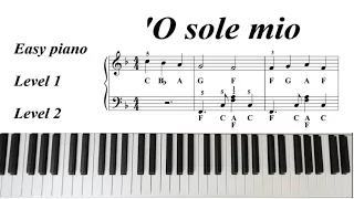 O sole mio (F major) Easy piano Tutorial + Sheet Music. Yamaha DGX-670