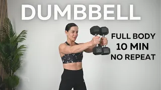 10 MIN DUMBBELL WORKOUT EXERCISE FOR EVERY MINUTE - no repeat