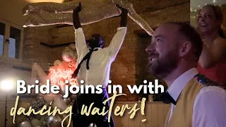 Dancer Bride Shocks Groom - Joins In With Dancing Waiters!