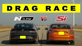 2022 Honda Civic Si vs Hyundai Elantra Nline, close but not close. Drag and Roll Race.