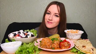 MUKBANG Фаршированные перцы салат греческий кастыбый Stuffed peppers