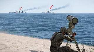 Hunting Russian Battleships at SEA with anti-tank & artillery | Military Simulator - ARMA 3 Gameplay
