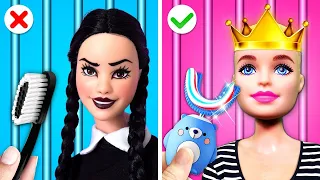 BOGATA MAMA vs BIEDNA MAMA w więzieniu - Barbie vs Wednesday - Ekstra hacki rodzicielskie Gotcha!