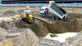 Amazing episode 4 !!! KOMATSU Dozers working pushing sand fill the flooded land ( land for sale )