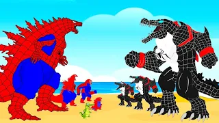 Team SPIDER GODZILLA Rescue Team BLACK CROCOZILLA : Who Will Win? | Godzilla Cartoon Compilation