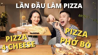 Mời hàng xóm ăn pizza 4 LOẠI PHÔ MAI và pizza PHỞ BÒ tự làm siêu ngon!// Dinology