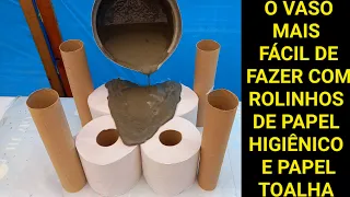 How to make a cement vase with toilet paper rolls and towels