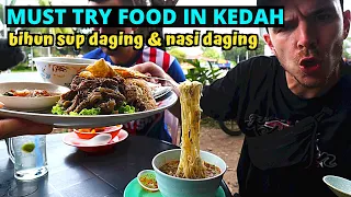 First time trying BIHUN SUP DAGING & NASI DAGING in Kedah! - MALAYSIA FOOD TOUR /MALAYSIAN FOOD VLOG