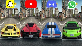 Whatsapp Vs Discord Vs Snapchat Vs Youtube meme - Extreme Car Driving Simulator || Ultra graphics