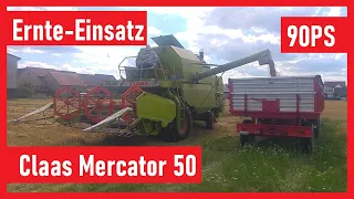 Ernte-Einsatz mit Claas Mercator 50 | Mähdrescher | Gerste Dreschen | Perkins Motor