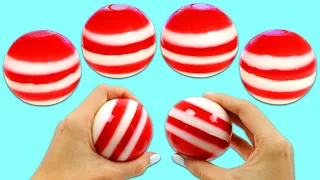 How to Make Gummy Candy Cane Spheres Satisfying Video | Fun & Easy DIY Jello Desserts!