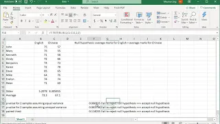 3 Types of t-tests (paired, and 2-samples with equal or unequal variances) with Excel